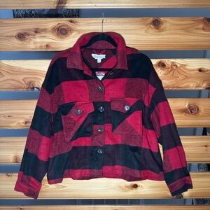 Red and Black Buffalo Hippie Rose Shacket | Jacket | Flannel | Button Up | Large
